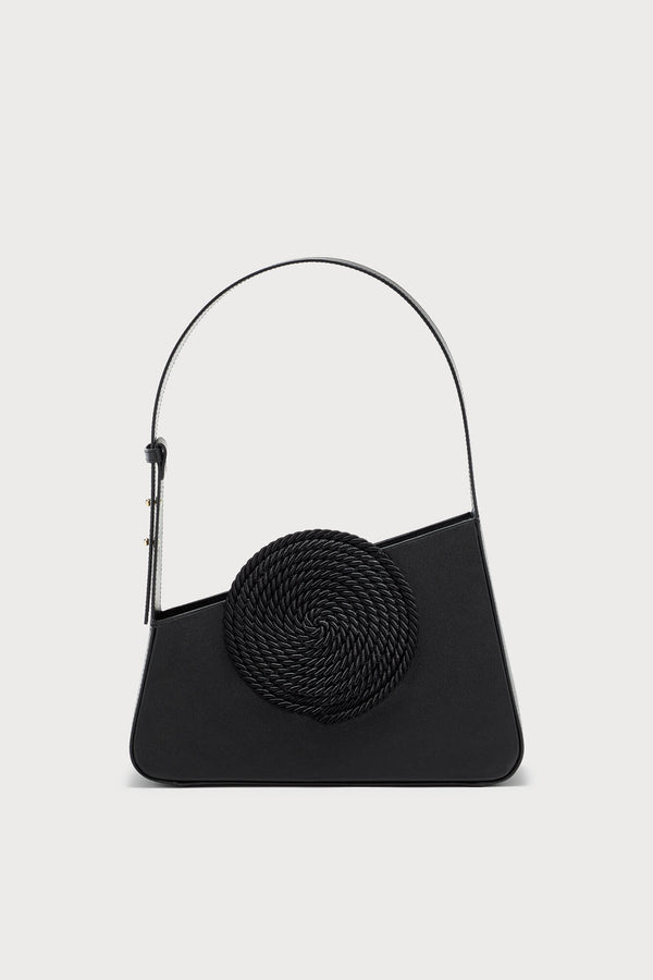 d'estrëe paris Asymmetric Black Leather Bag with Passementerie Detail