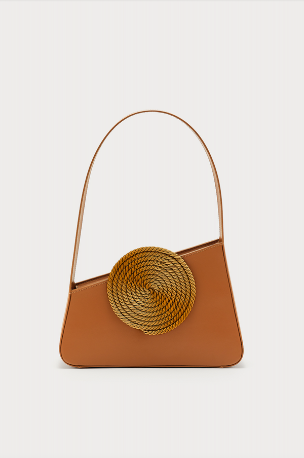 d'estrëe paris Asymmetric Leather Bag with Passementerie Details Camel