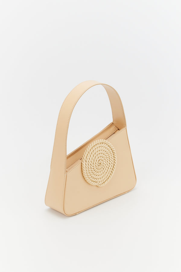 D'estrëe Paris BEIGE Asymmetric Leather Passementerie Mini Bag