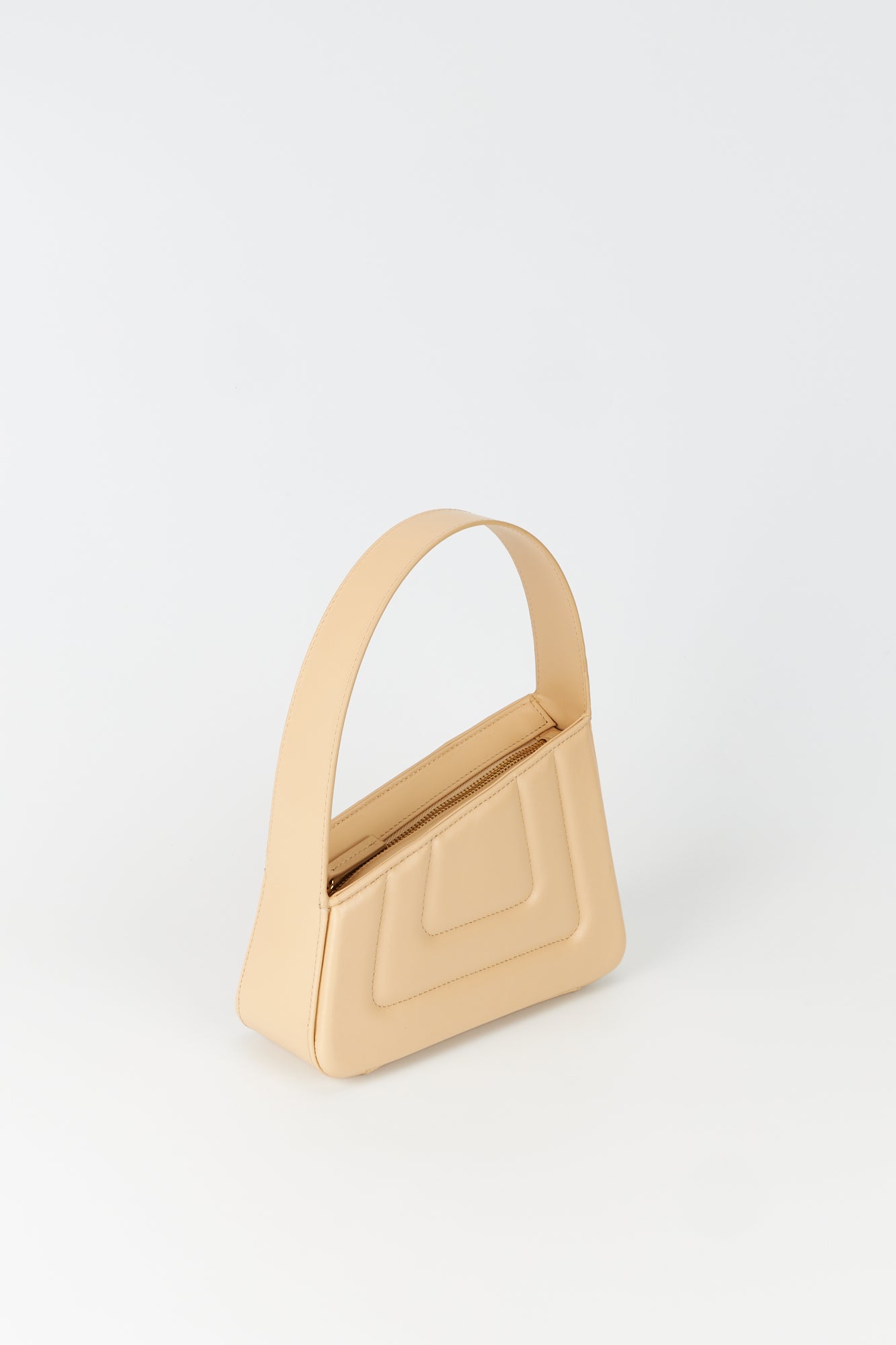 D'estrëe Paris BEIGE Asymmetric Leather Quilted Mini Bag