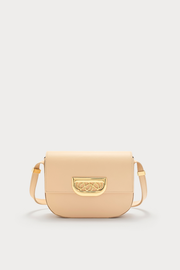D'estrëe Paris BEIGE Leather Crossbody Bag With Golden Clasp