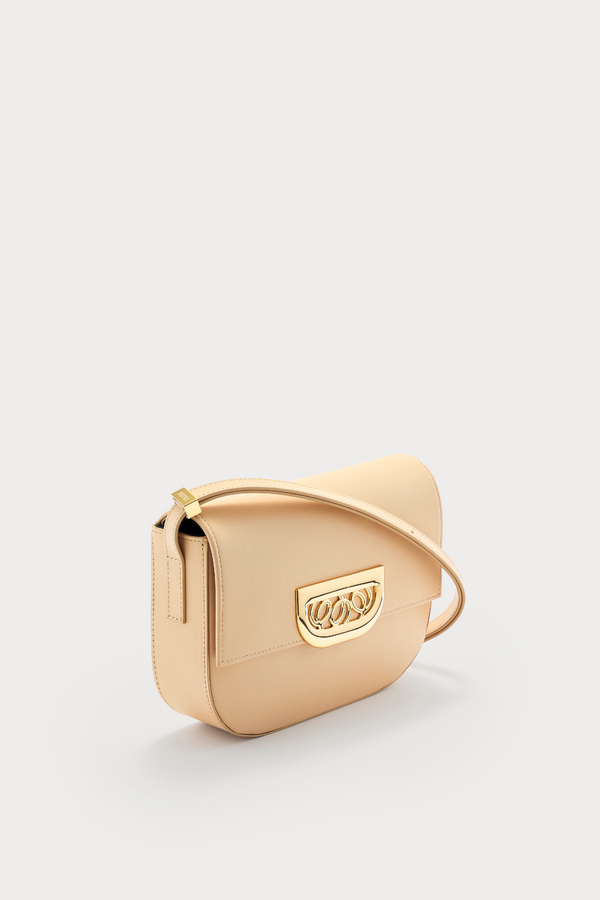 D'estrëe Paris BEIGE Leather Crossbody Bag With Golden Clasp