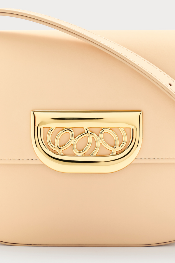 D'estrëe Paris BEIGE Leather Crossbody Bag With Golden Clasp