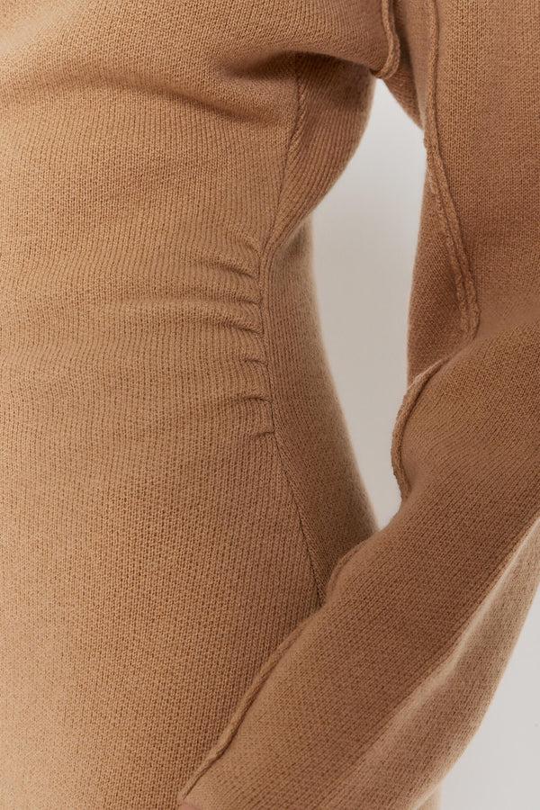 D'estrëe Paris BEIGE Wool And Cashmere Midi Dress With High Neck