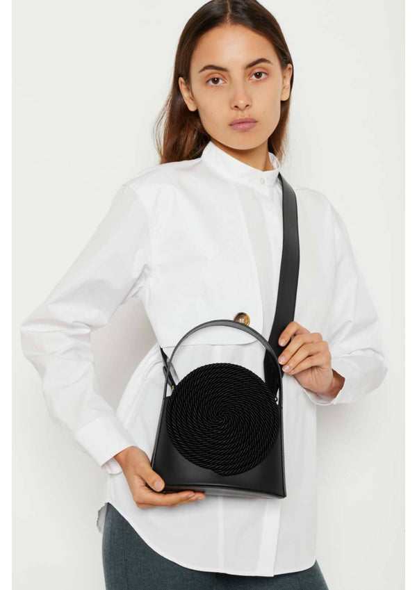 D'estrëe Paris Black Leather Bag With Passementerie Detail