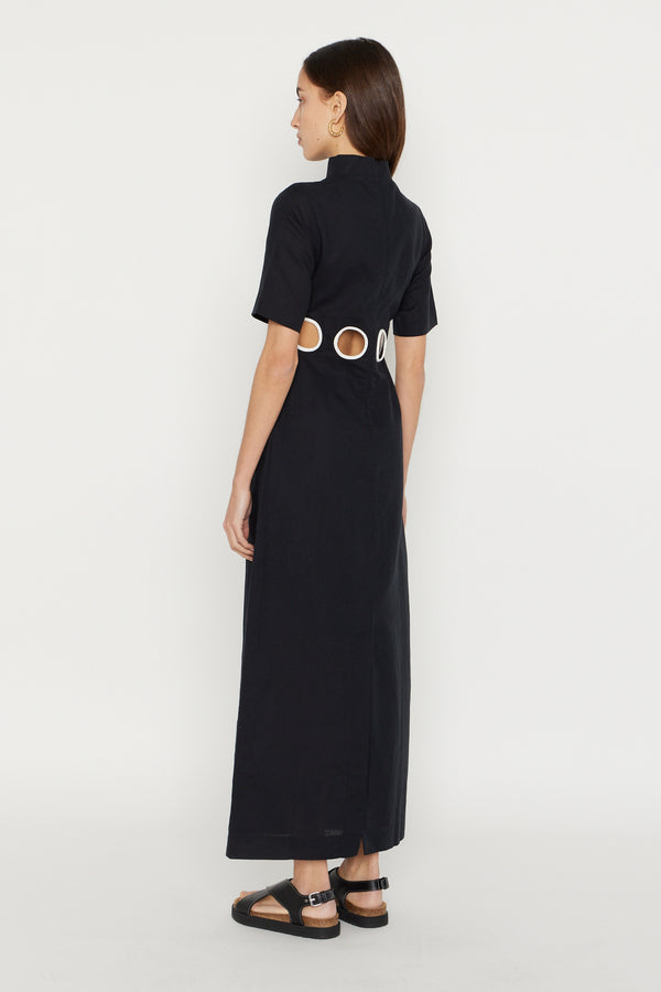 D'estrëe Paris Black Maxi Dress With Circular Cutouts