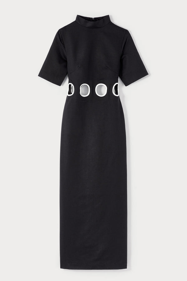 d'estrëe paris Black Maxi Dress with Circular Cutouts