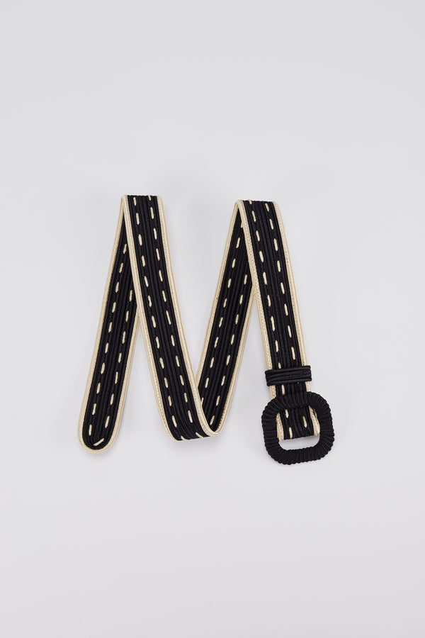 d'estrëe paris Black & White Passementerie Belt with Contrast Edging