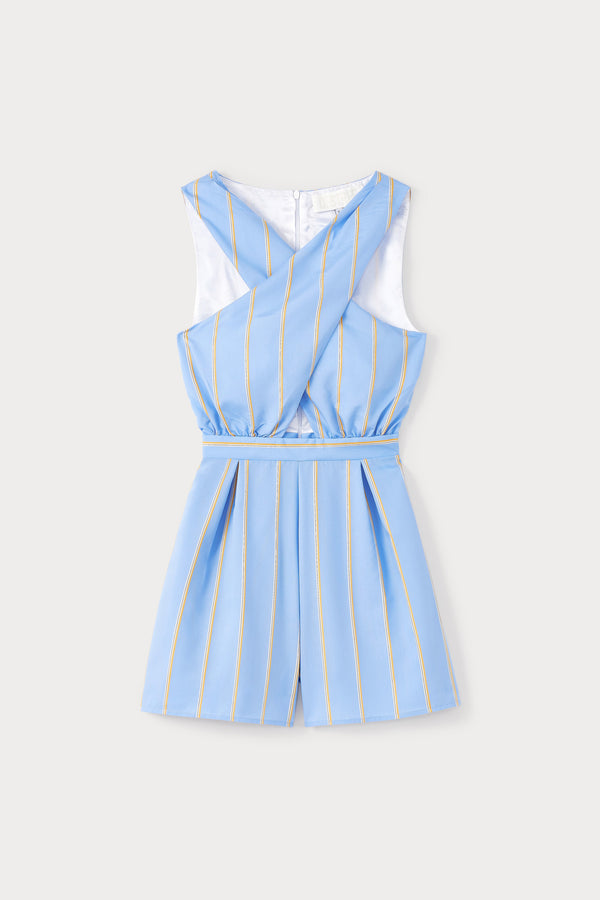 d'estrëe paris Blue and Yellow Striped Cross-Front Playsuit