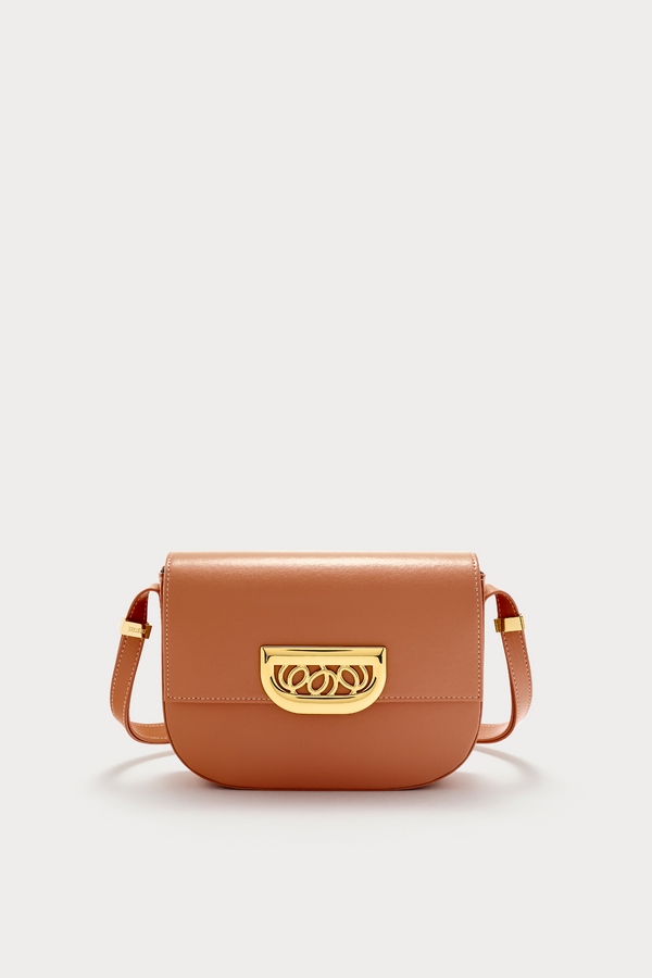 D'estrëe Paris CAMEL Leather Crossbody Bag With Golden Clasp