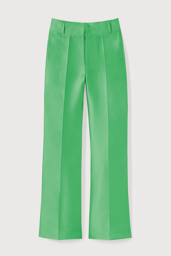 d'estrëe paris APPLE GREEN Satin Flared Pants