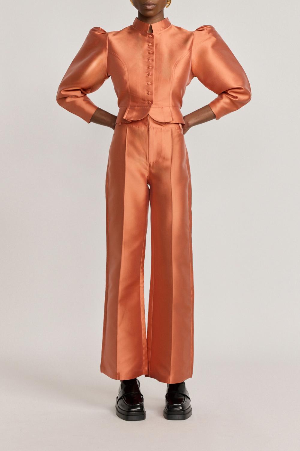 D'estrëe Paris APRICOT Satin Flared Pants