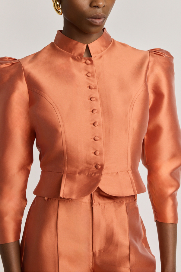 D'estrëe Paris APRICOT Satin Puff Sleeve Jacket