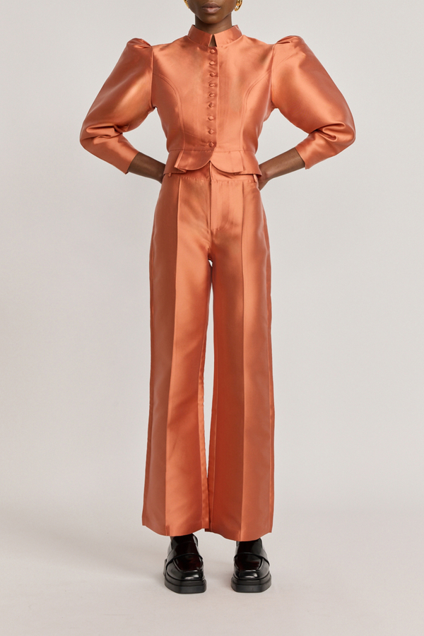 D'estrëe Paris APRICOT Satin Puff Sleeve Jacket