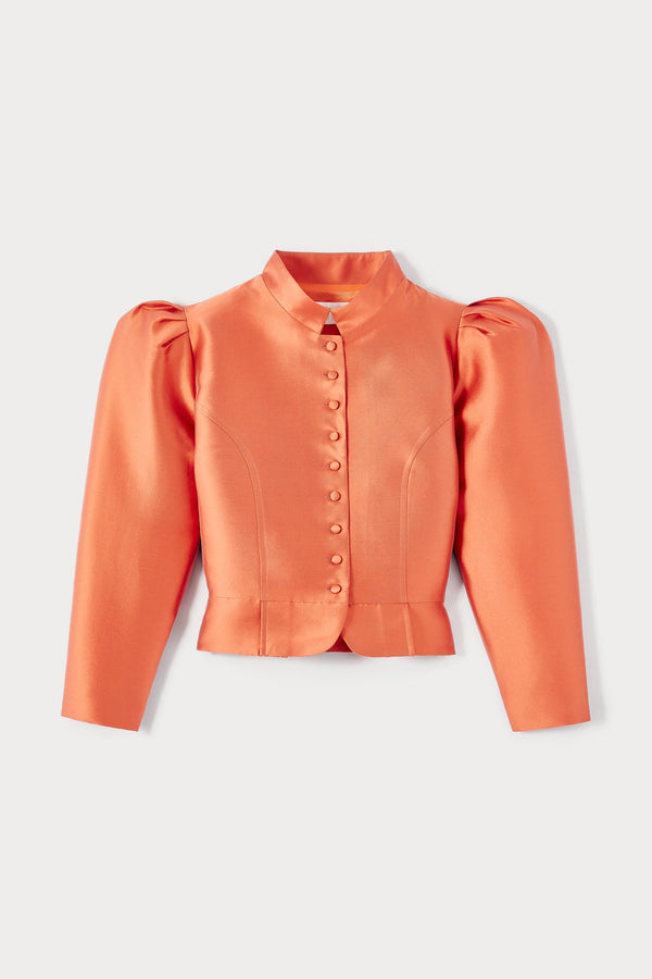 d'estrëe paris APRICOT Satin Puff Sleeve Jacket