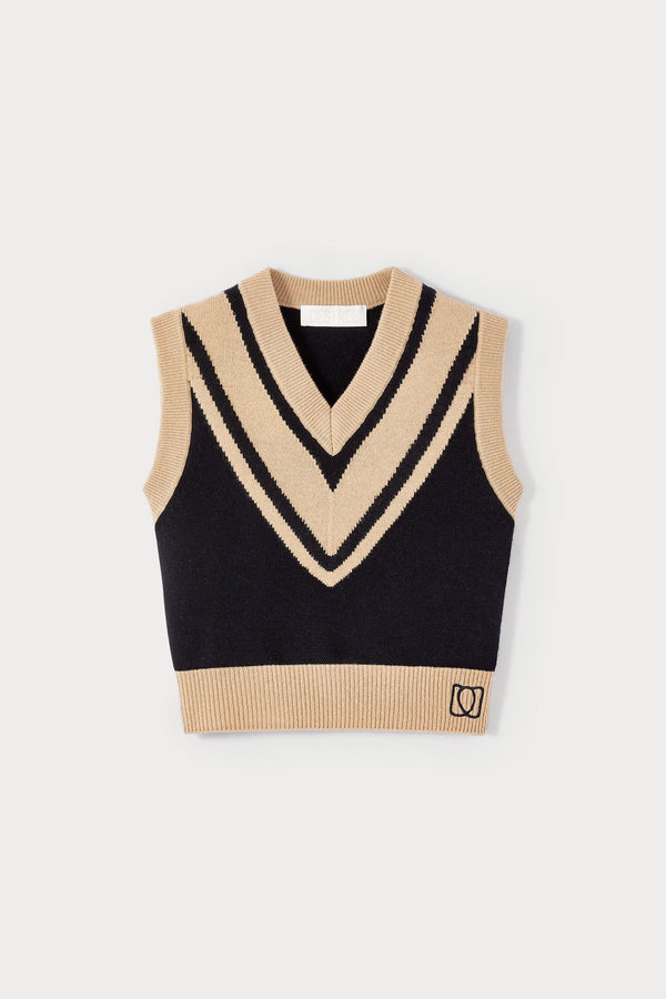 d'estrëe paris BEIGE & BLACK KNITWEAR TOP
