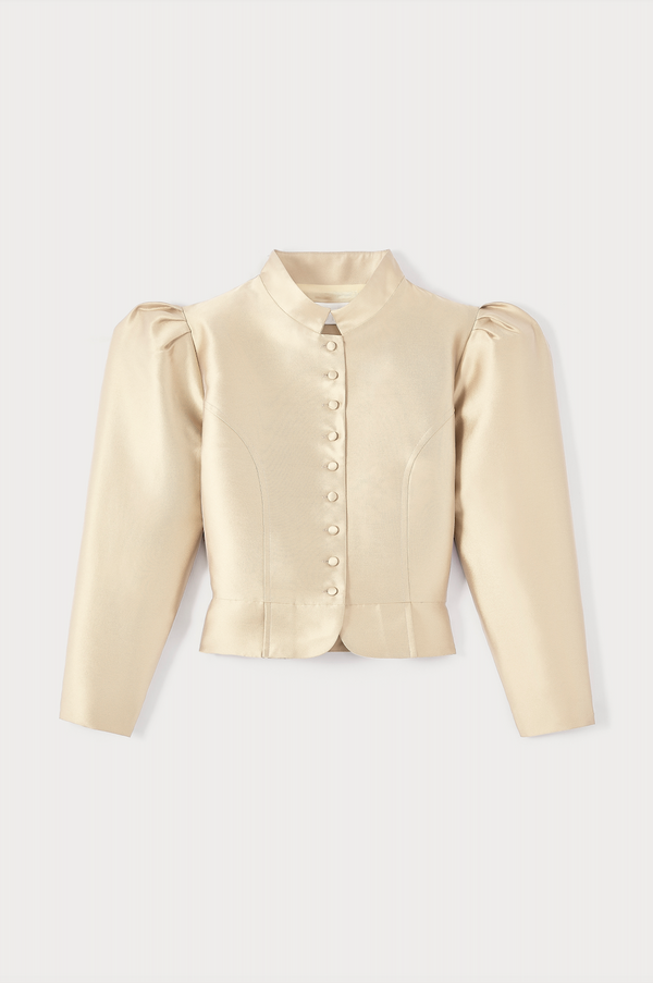 d'estrëe paris BEIGE Satin Puff Sleeve Jacket