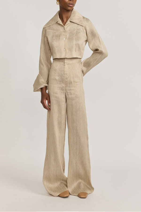 d'estrëe paris Beige Textured Wide-Leg Pants