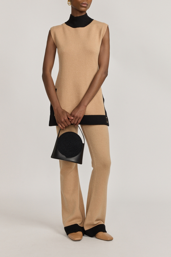 D'estrëe Paris BICOLOR BEIGE & BLACK KNITWEAR TOP