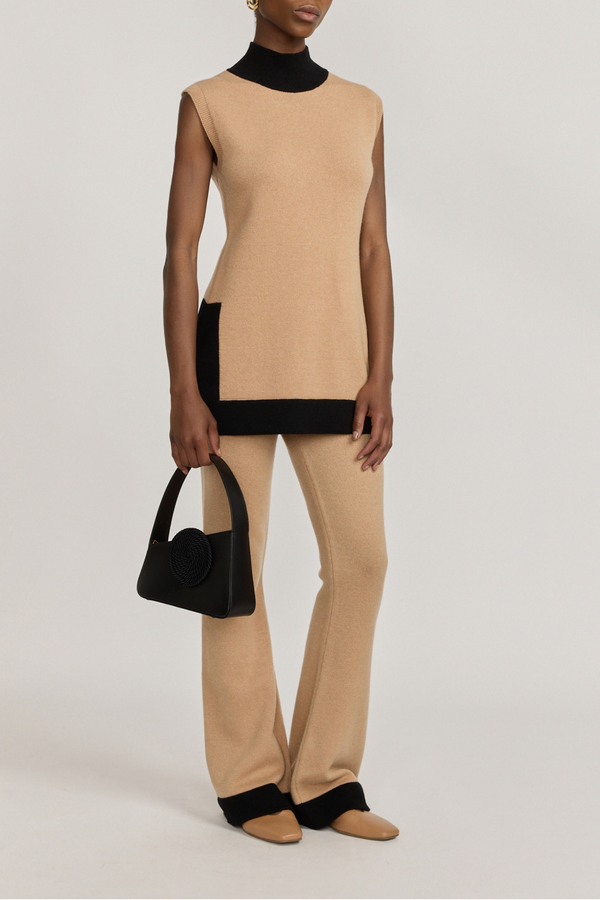 D'estrëe Paris BICOLOR BEIGE & BLACK KNITWEAR TOP