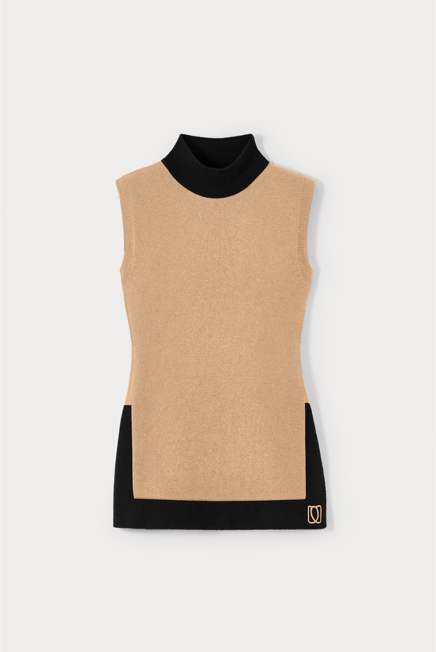 d'estrëe paris BICOLOR BEIGE & BLACK KNITWEAR TOP