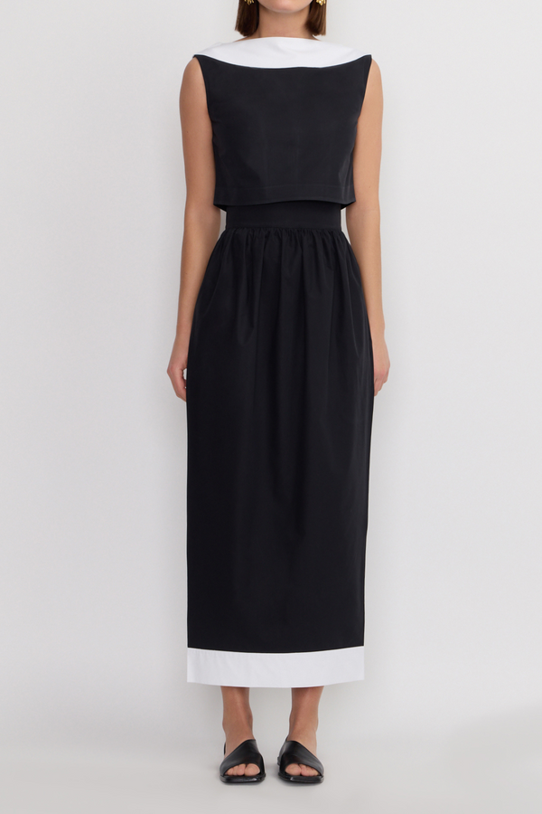 D'estrëe Paris Black And White Gathered Long Skirt