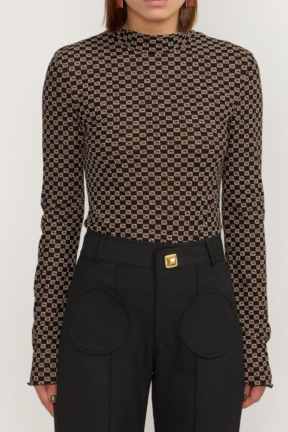 D'estrëe Paris BLACK & BEIGE LONG SLEEVE SHIRT