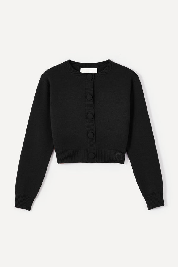 d'estrëe paris BLACK Buttoned Cropped Cardigan