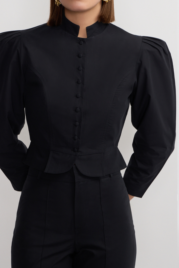 D'estrëe Paris BLACK COTTON SHORT JACKET