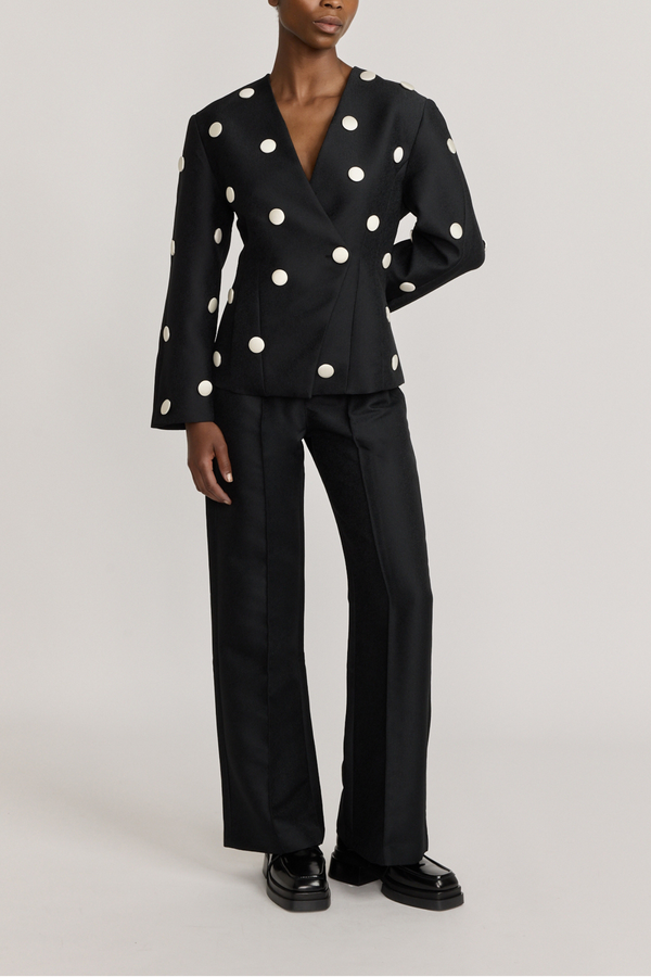 D'estrëe Paris BLACK Crepe Flared Pants