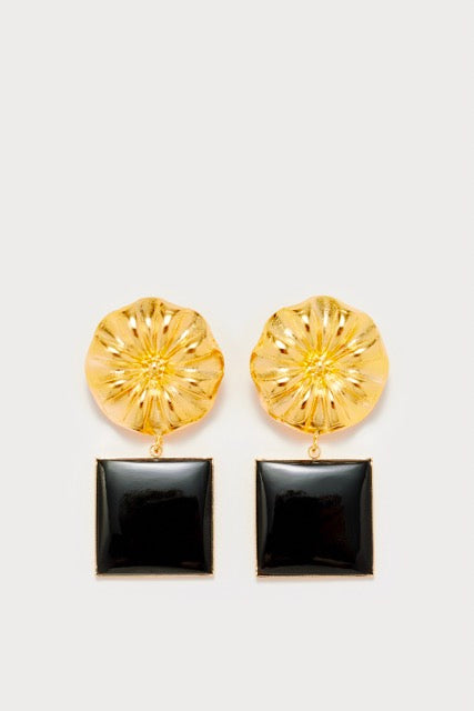 d'estrëe paris Black Daisy Square Earrings