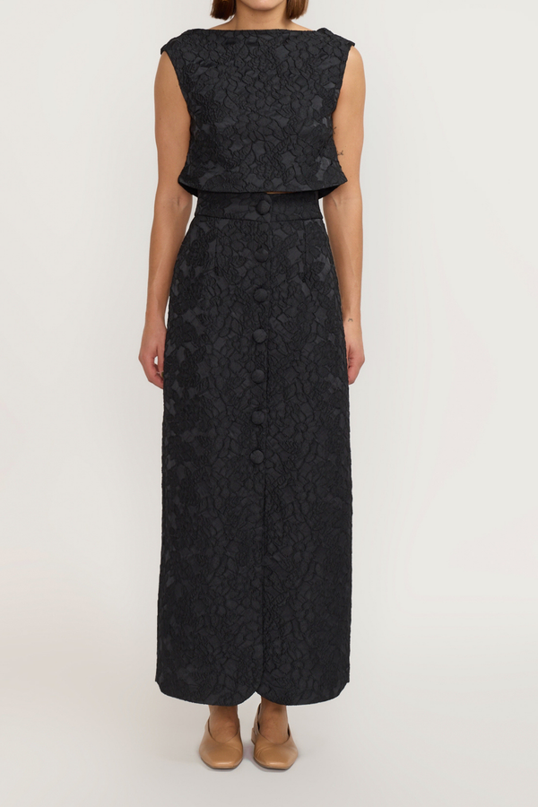 D'estrëe Paris BLACK Embossed Crop Top