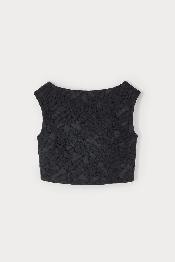 d'estrëe paris BLACK Embossed Crop Top