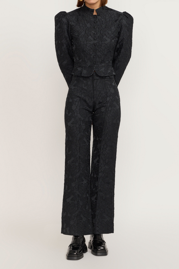 D'estrëe Paris Black Embossed Flared Pants