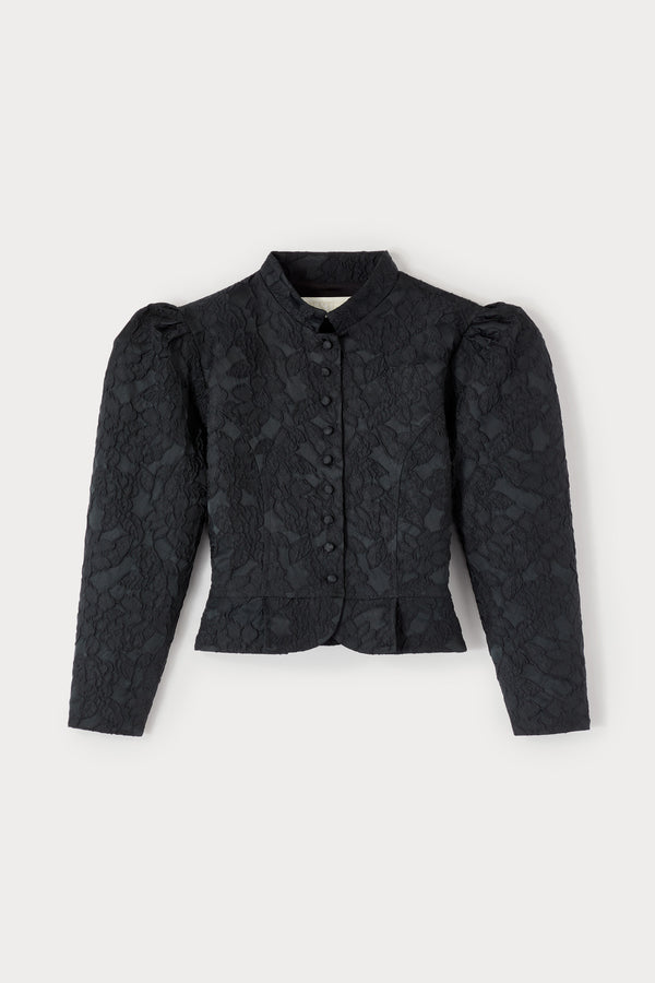 d'estrëe paris BLACK Embossed Puff Sleeve Jacket