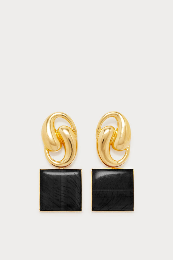 d'estrëe paris Black Knot Square Earrings