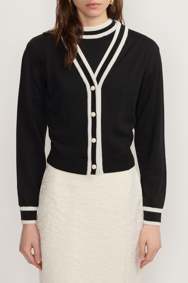 D'estrëe Paris BLACK & WHITE Cropped Cardigan