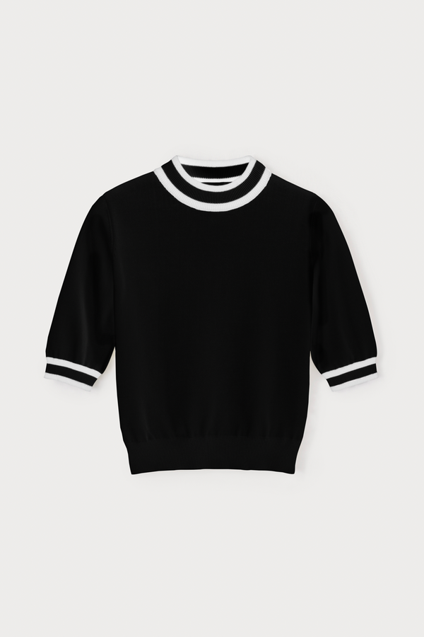 d'estrëe paris BLACK & WHITE Short-Sleeve Knit Top