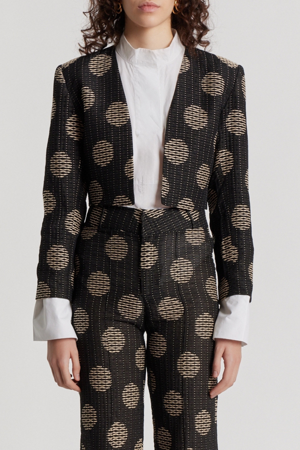 D'estrëe Paris BLACK & WHITE Textured Cropped Jacket