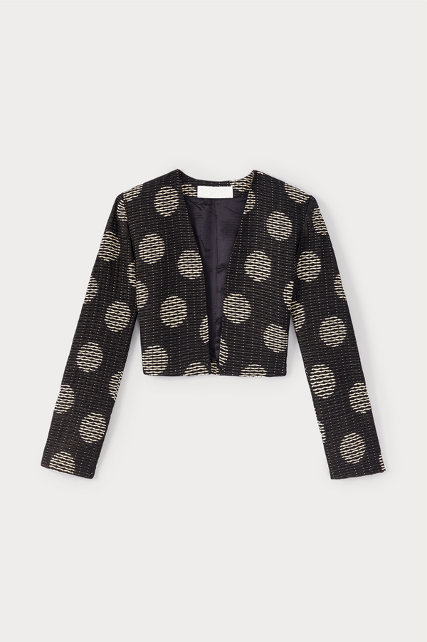d'estrëe paris BLACK & WHITE Textured Cropped Jacket