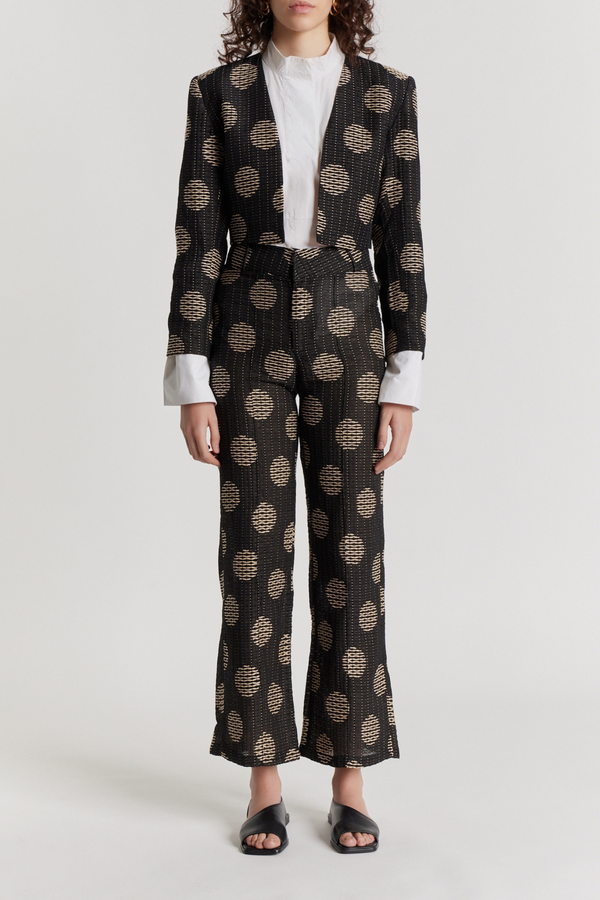 D'estrëe Paris BLACK & WHITE Textured Flared Pants