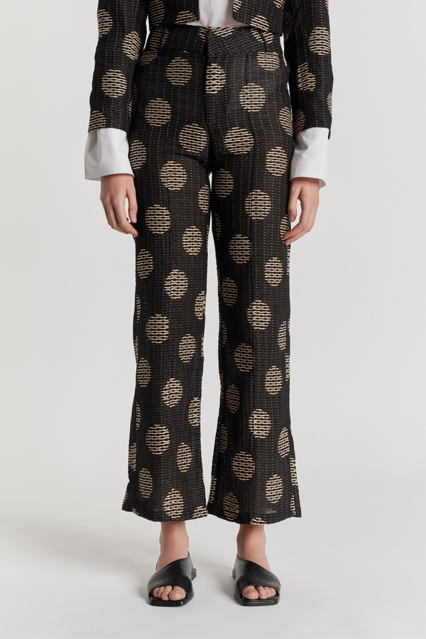 D'estrëe Paris BLACK & WHITE Textured Flared Pants