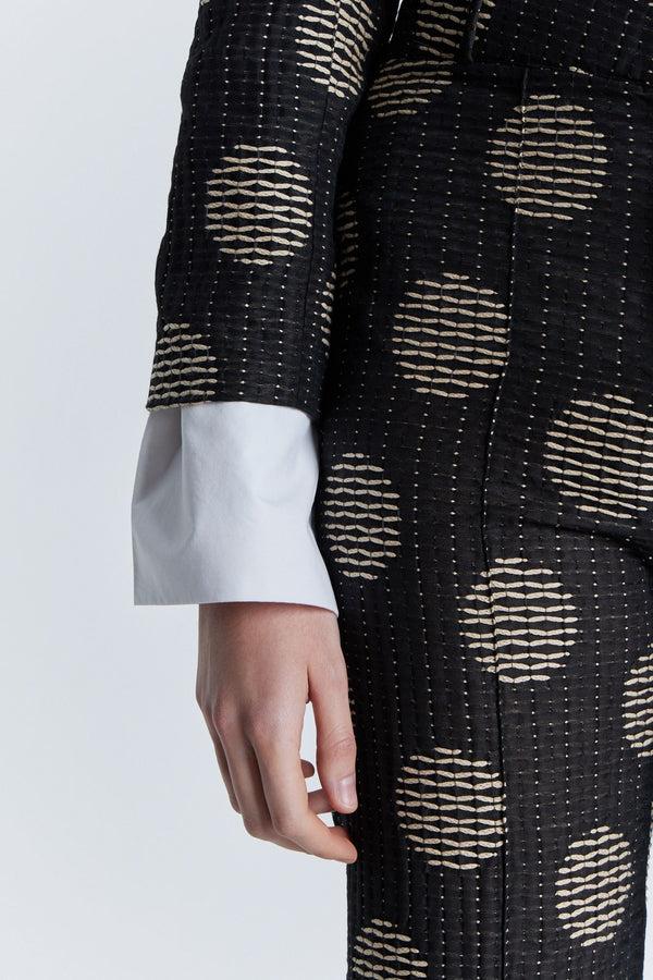 D'estrëe Paris BLACK & WHITE Textured Flared Pants