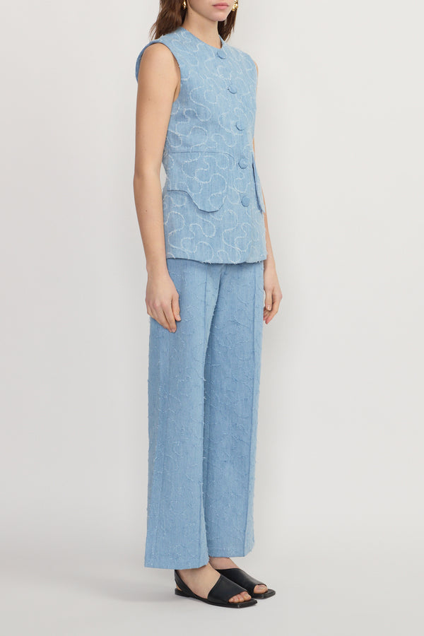 d'estrëe paris Blue embossed flared trousers