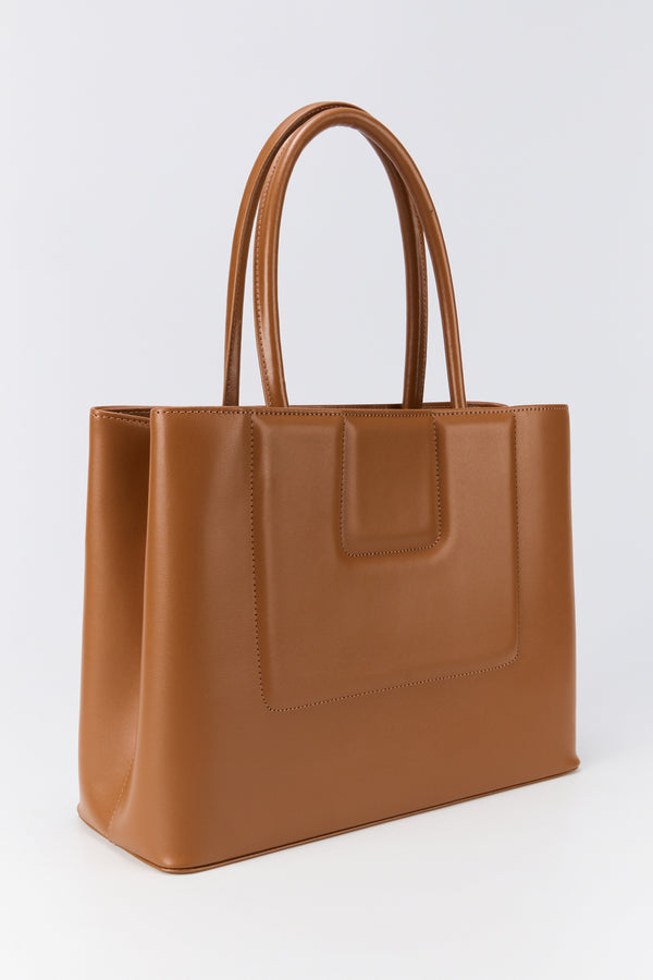 D'estrëe Paris CAMEL Structured Leather Tote