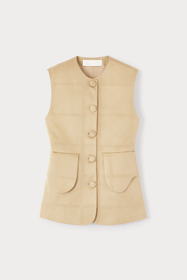 d'estrëe paris CHECKO SAND Button-Front Vest