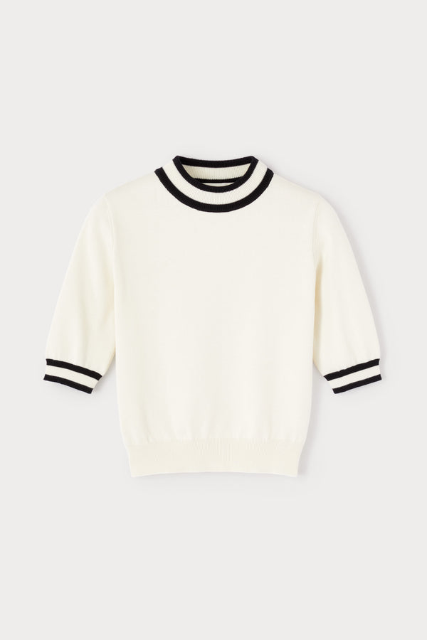 d'estrëe paris Contrast Trim Short-Sleeve Knit Top