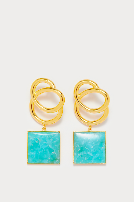 d'estrëe paris Cyan Square Drop Earrings