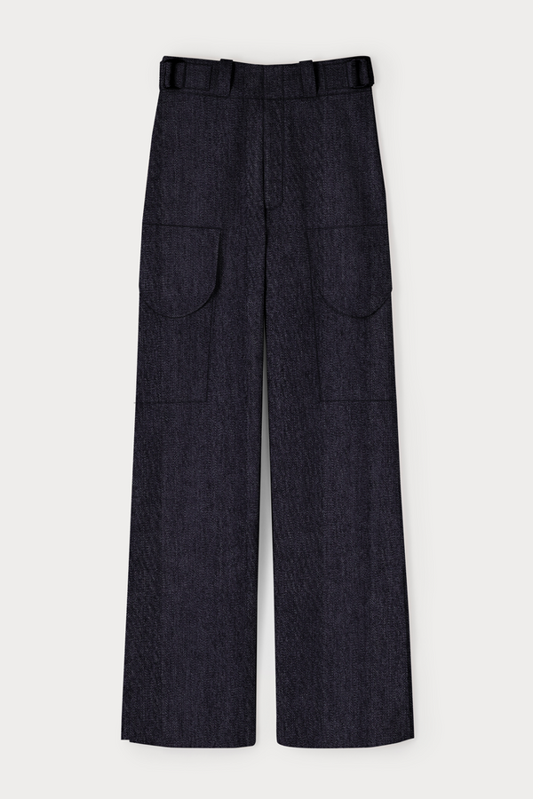d'estrëe paris DARK DENIM Cargo Wide-Leg Trousers