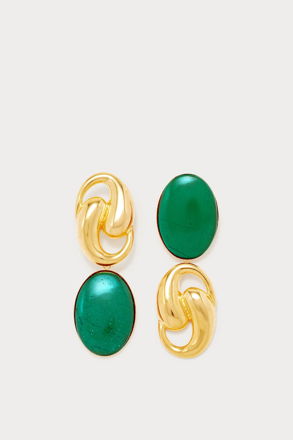 d'estrëe paris Dark Green Oval Knot Earrings